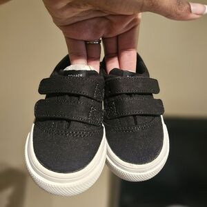 TOMS Toddler Canvas Sneakers | Double Strap Black & White | Size 5C NWT